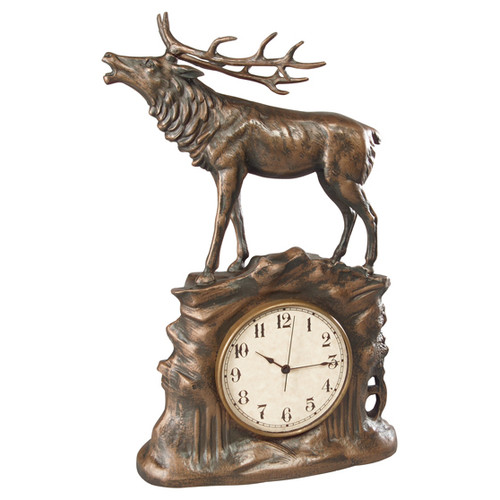 Stag Clock - Vintage Gold