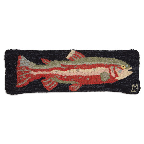 Steelhead Trout Red Hooked Wool Pillow