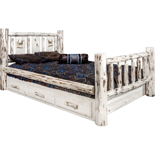 Frontier Storage Bed with Laser-Engraved Elk