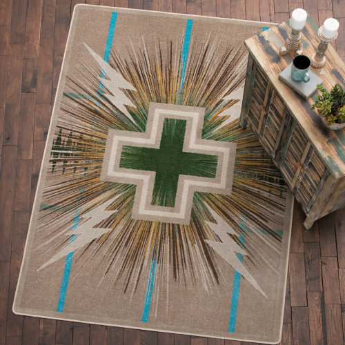 Temple Gray & Turquoise Rug -  3 x 4