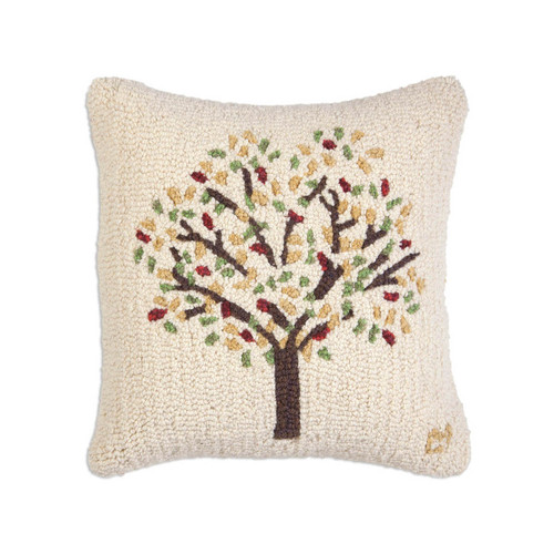 Tree of Life Hooked Wool Pillow