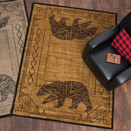 Tribal Bear Crossing Gold Rug - 2 x 7 - OUT OF STOCK UNTIL 01/18/2024