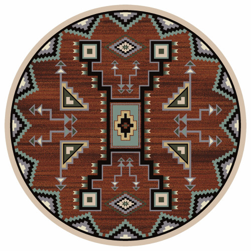 Tribal Rain Red Rug - 8 Ft. Round