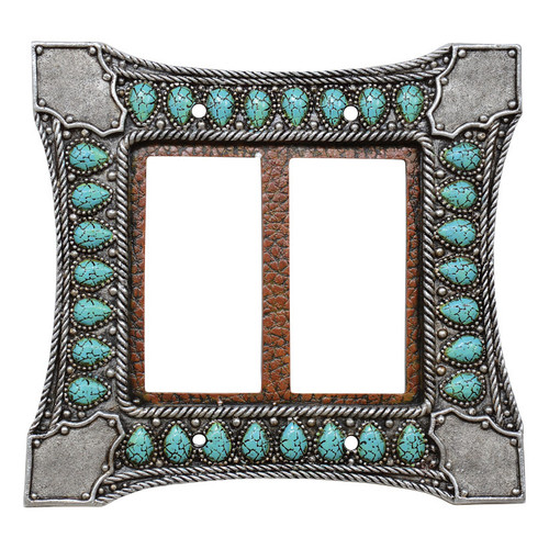 Tribal Turquoise Double Rocker Switch Cover