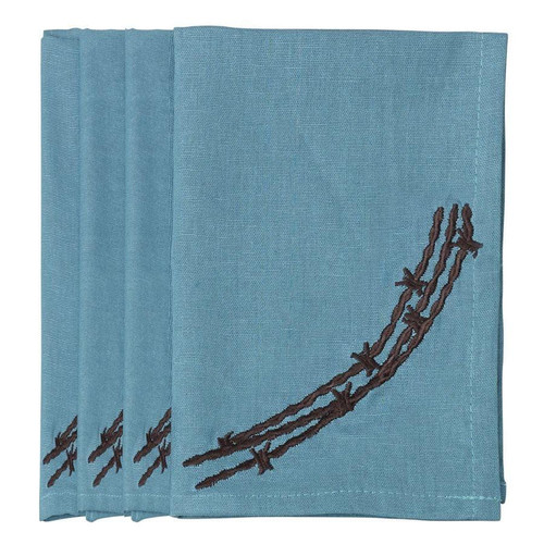 Turquoise Barbed Wire Napkin Set - 4 pcs