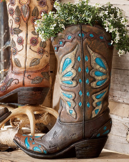 Turquoise Cowboy Boot Vase