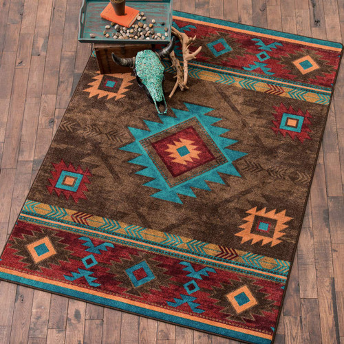 Whiskey River Turquoise Rug - 3 x 4