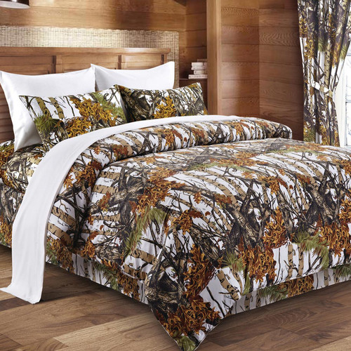 White Woodland Camouflage Comforter - Full/Queen