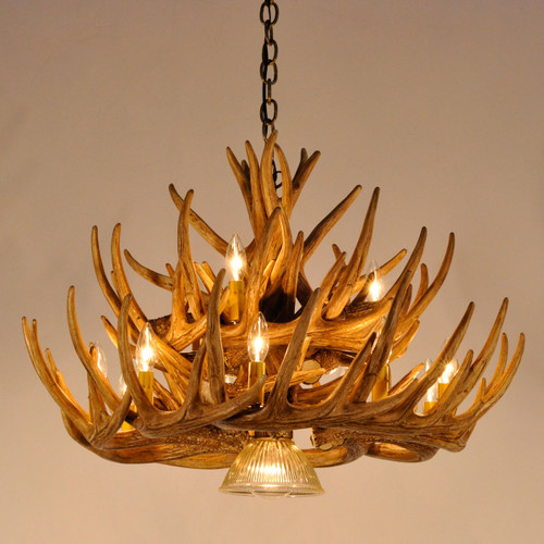 Whitetail Deer 21 Antler Cascade Chandelier with Downlights