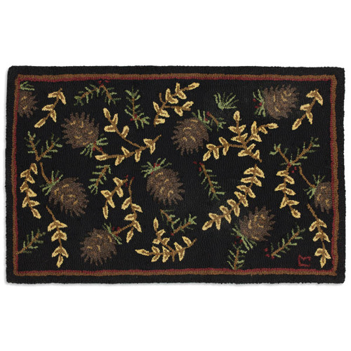 Elegant Pinecones Hooked Wool Rug