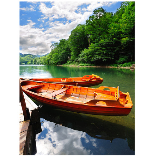Wooden Boats on the Lake Canvas Art