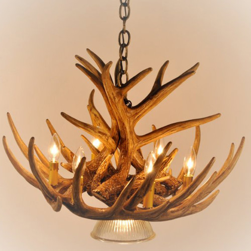 Whitetail 9 Antler Cascade Chandelier with Downlight