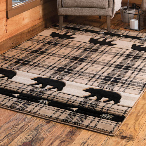 Bears & Arrows Beige Plaid Rug Collection