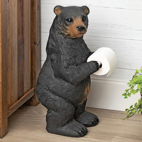 Black Bear in Outhouse Toilet Paper Holder K10016198 - SafariWorks Decor