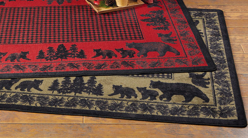 Big Sky Bear Family Green Rug Collection Big Sky Bear Family Green Rug Collection
