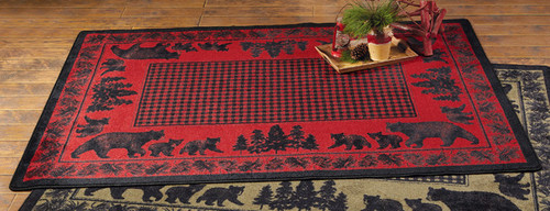 Big Sky Bear Family Red Rug Collection