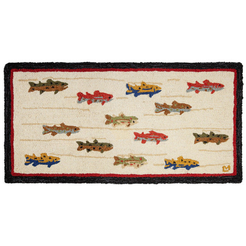 Trout Stream Hooked Wool Accent Rug