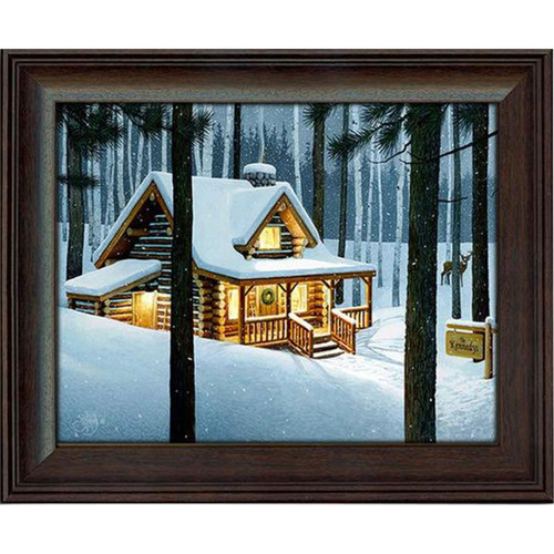 Snowy Cabin Personalized Framed Print