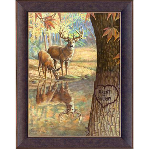 Deer Reflections Personalized Framed Canvas - 24 x 31