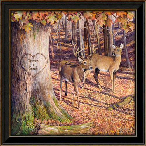 Autumn Deer Personalized Framed Canvas - 18 x 18