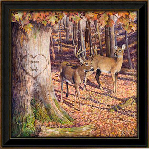 Autumn Deer Personalized Framed Canvas - 14 x 14