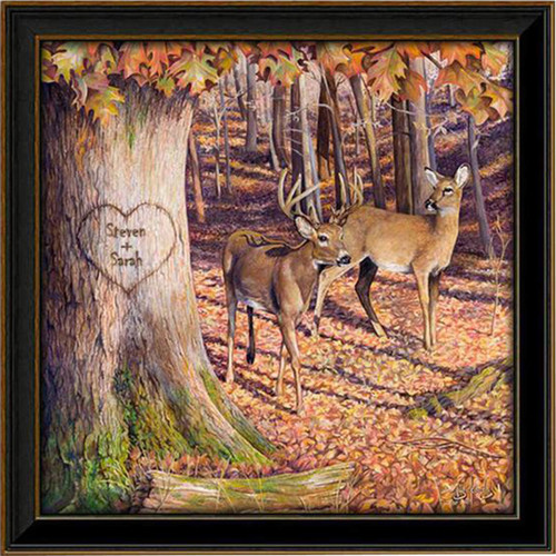 Autumn Deer Personalized Framed Canvas - 24 x 24