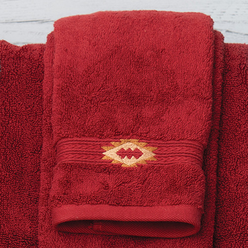 Southwest Diamonds Red Embroidered Wash Cloth