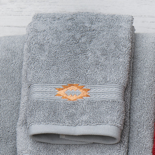 Southwest Diamonds Gray Embroidered Wash Cloth - CLEARANCE