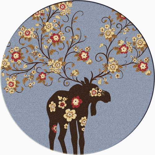 Moose Blossom Blue Rug - 8 Foot Round