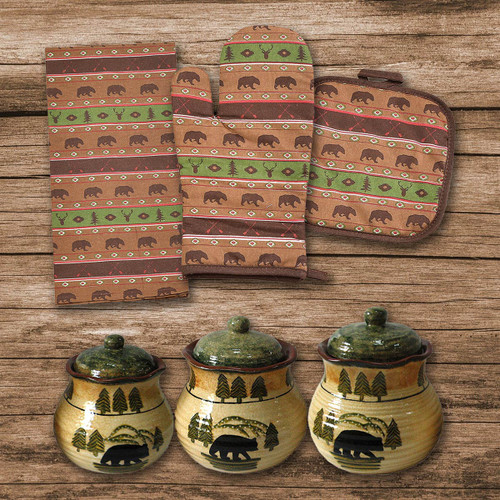 Bear Stroll 13 Pc Canister & Kitchen Linen Set