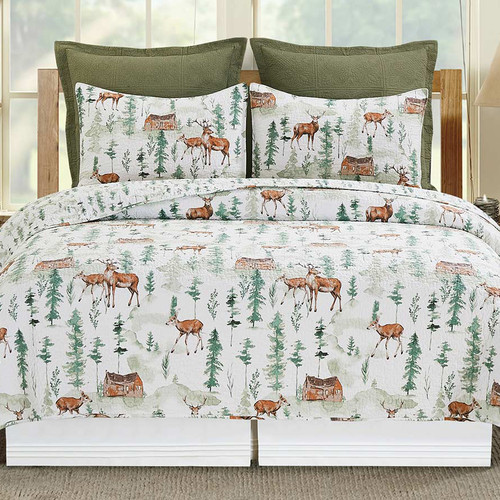 Wood Cabin Deer Quilt Collection