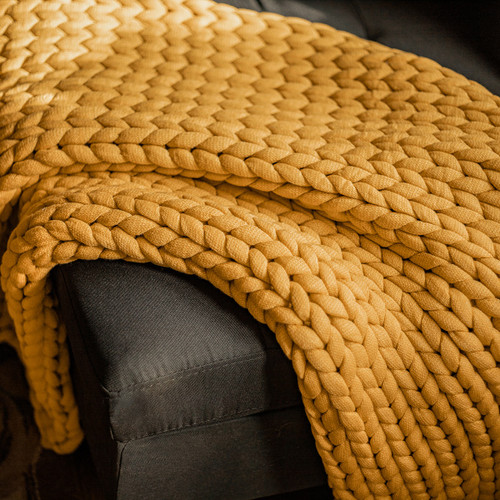 Gold Knitted Throw