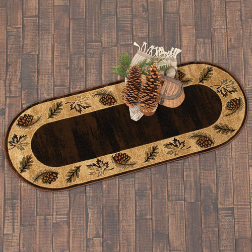 Woodland Pinecones Chocolate Oval Rug