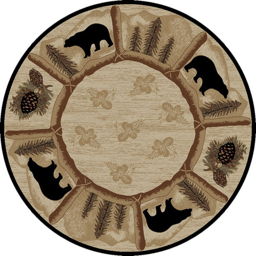 Alpine Black Bear Rug - 8 Ft. Round