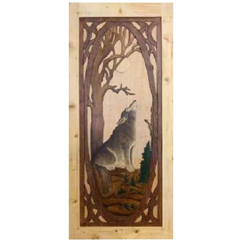 Woodland Wolf Solid Pine Door