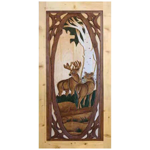 Woodland Deer Solid Pine Door