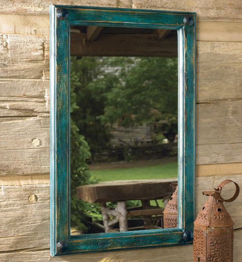 Painted Turquoise Mirror