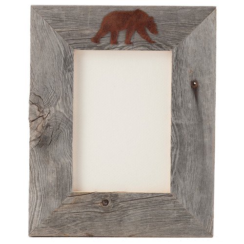 Aged Barnwood & Rust Bear 5 x 7 Frame