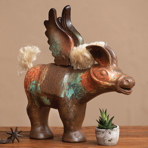 Angelic Clay Donkey Statue