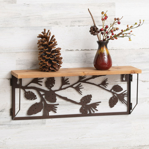 Pinecone Forest Metal & Wood Shelf