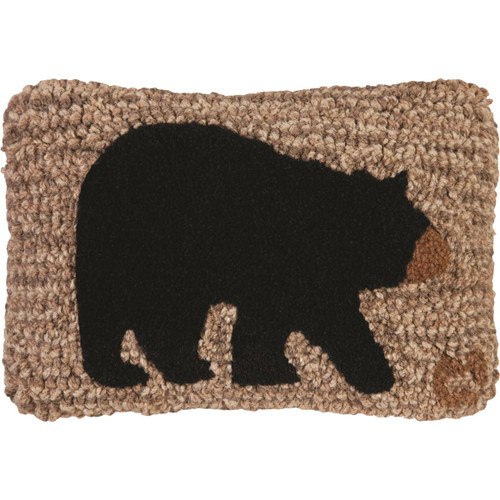 Bear Profile Hooked Wool Pillow