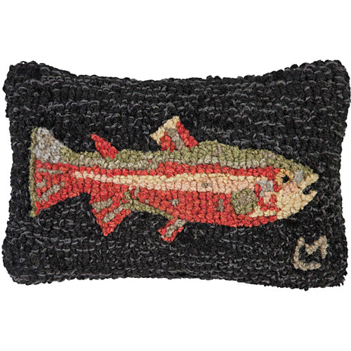 Steelhead Trout Hooked Wool Pillow