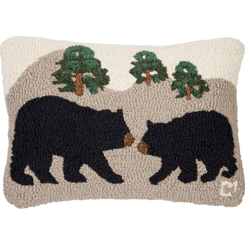 Bear Crossing Hooked Wool Pillow
