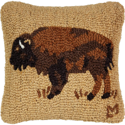 Buffalo Fields Hooked Wool Pillow