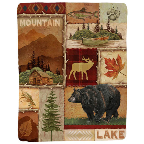 Woodland Bear Collage Throw