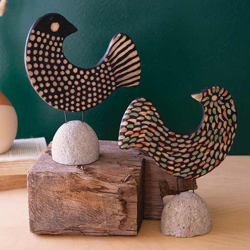 Clay Lenca Bird Desktop Decor - Set of 2