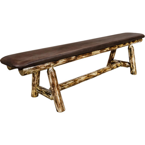 Cascade 6 Foot Upholstered Plank Style Bench - Saddle