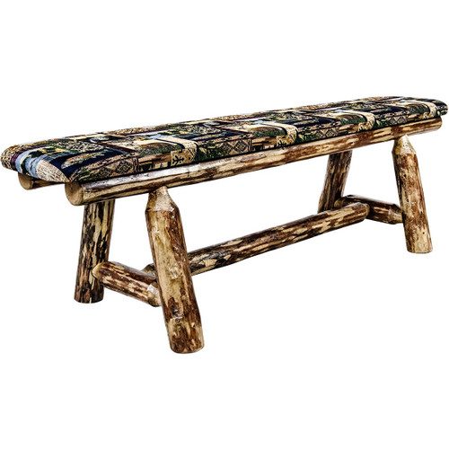 Cascade 5 Foot Upholstered Plank Style Bench - Woodland