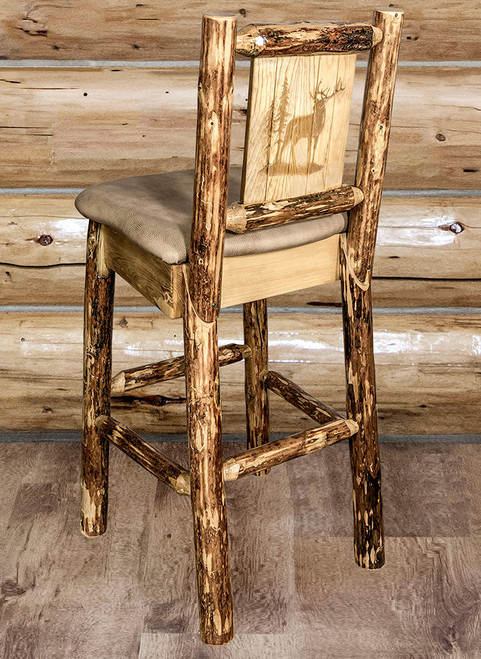 Cascade Barstool with Buckskin Upholstery and Back - Elk