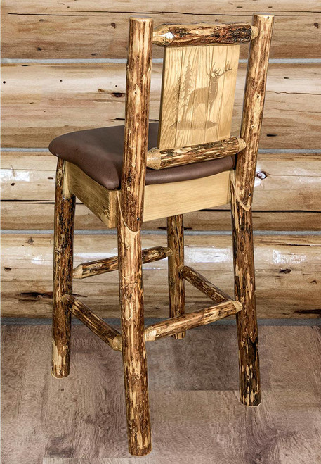 Cascade Barstool with Saddle Upholstery and Back - Elk